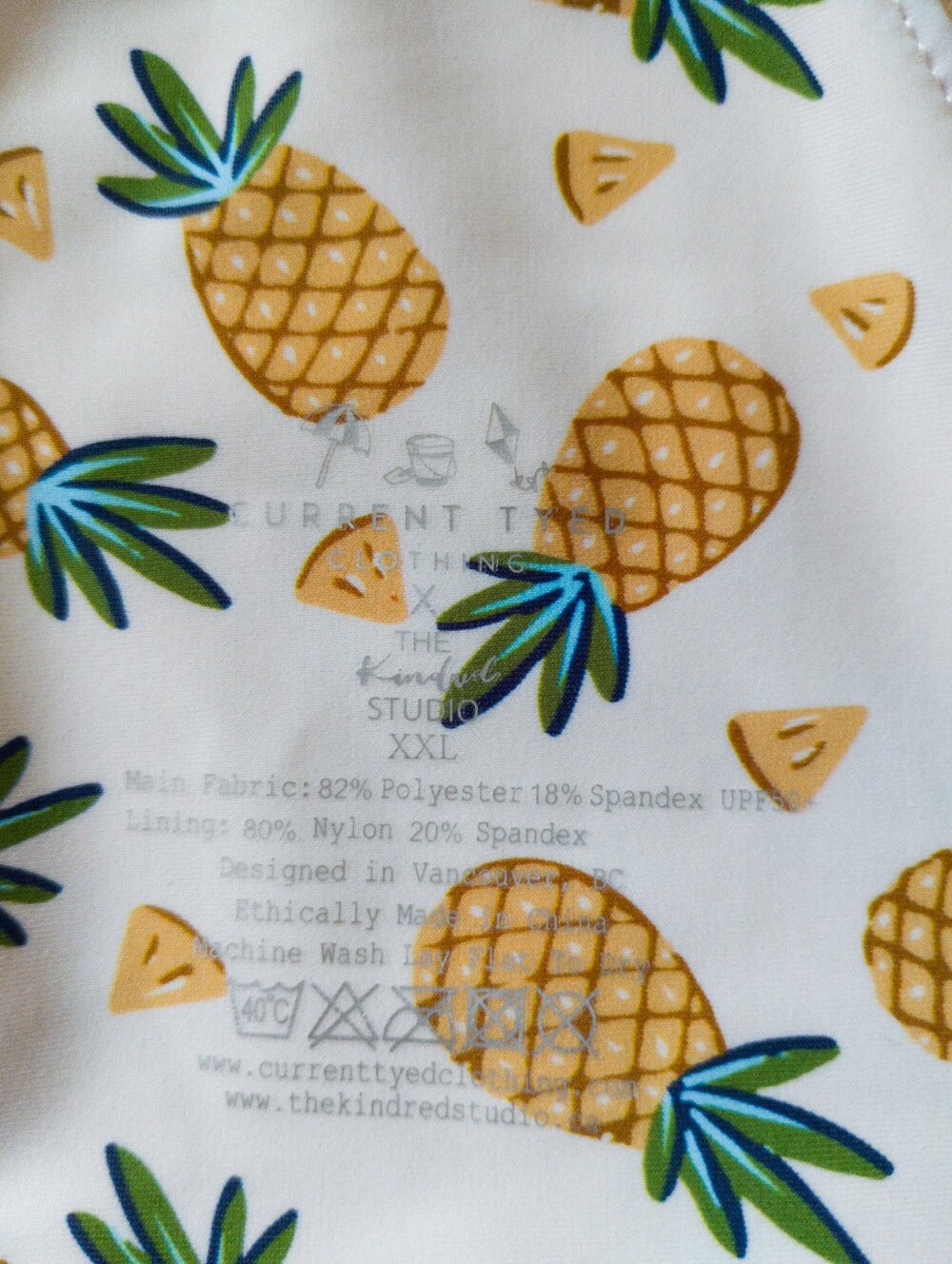 Current Tyed x The Kindred Studio Scoop Neck Bikini Top Pineapple Print XXL NWT - Picture 4 of 5